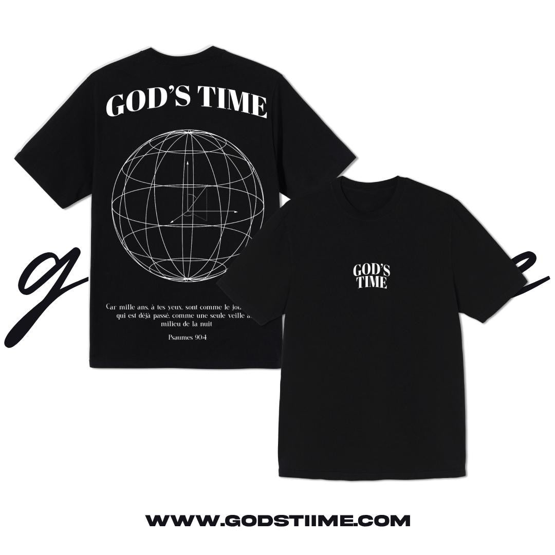 T SHIRT GOD'S TIME BLACK